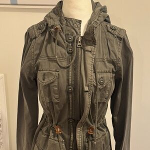 Hive & Honey Olive Hooded Utility Jacket